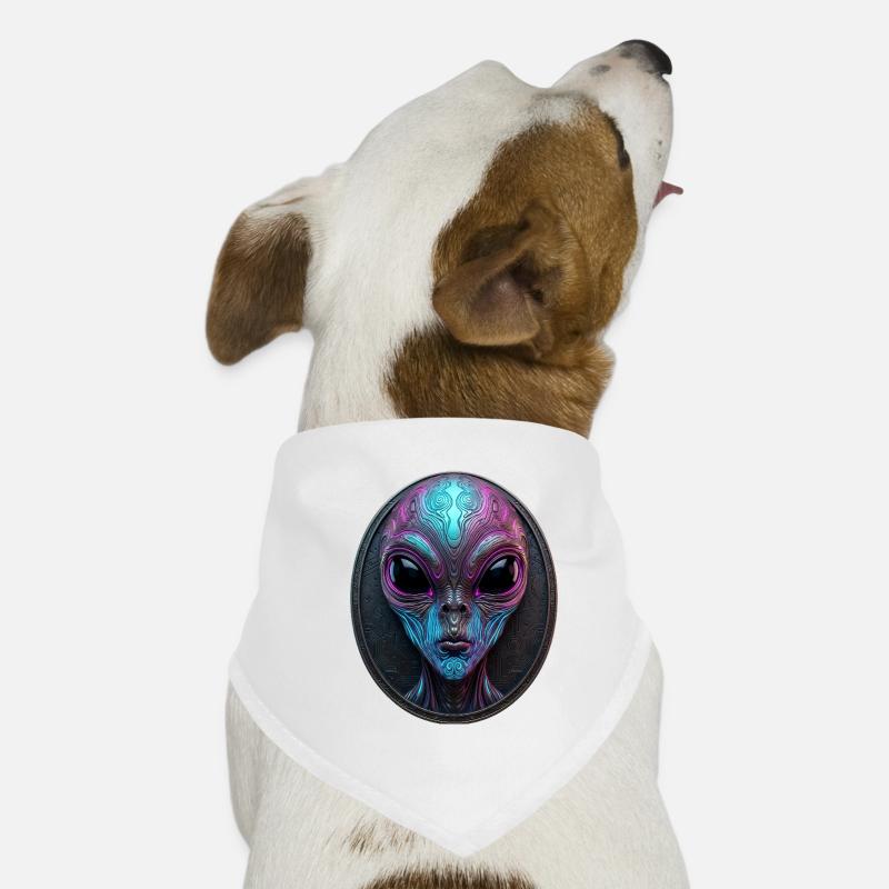 Neon Alien Medallion Sci-Fi Art Dog Bandana