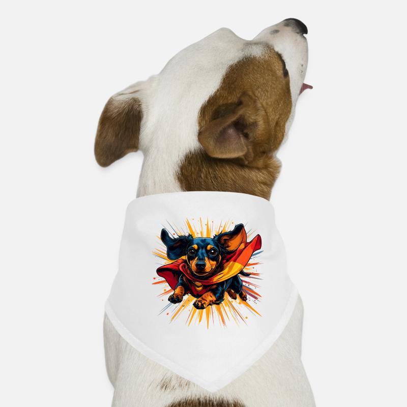 Superhelden-Dackel Cape - Hunde-Bandana - Weiß