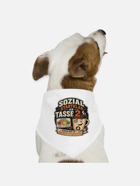 Sozial Startklar Ab Tasse 2 Kaffee Motiv - Hunde-Bandana - Weiß - Vorne