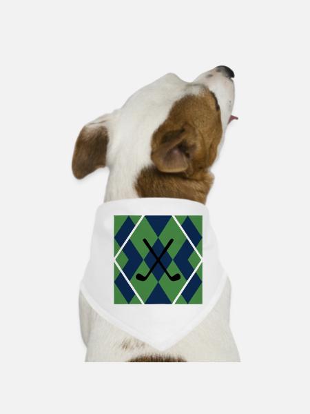  Golfschläger Argyle Muster Golfsport Herrenausflu - Hunde-Bandana - Weiß - Vorne