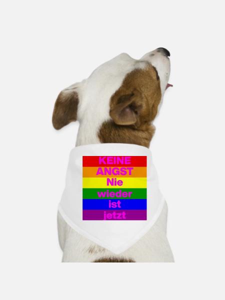 KEINE ANGST NIE WIEDER IST JETZT,  NO NZS, NO AFD - Hunde-Bandana - Weiß - Vorne