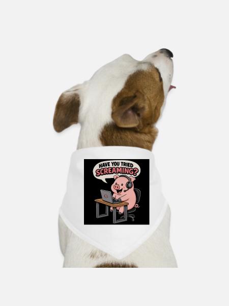Cochon au bureau des casques - Bandana pour chien - blanc - Devant