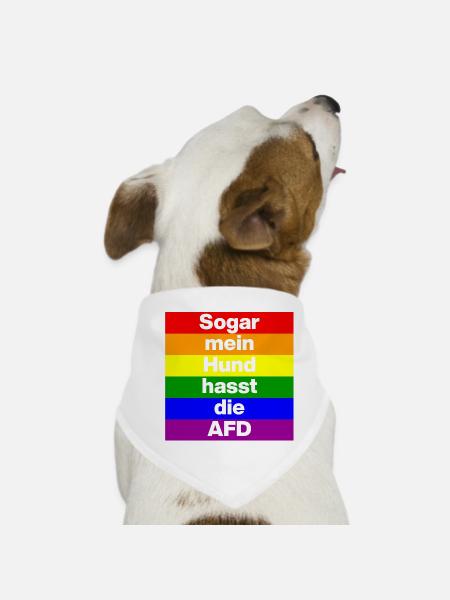 SOGAR MEIN HUND HASST DIE AFD, NO AFD NO NZS WEISS - Hunde-Bandana - Weiß - Vorne