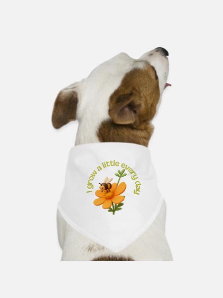 I grow a little every day - Hunde-Bandana - Weiß - Vorne