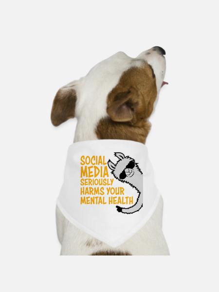 Social Media Seriously Harms Mental Health Lama - Hunde-Bandana - Weiß - Vorne
