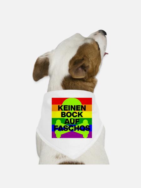 KEINEN BOCK AUF FASCHOS, NO NZS, NO AFD, GRÜN - Hunde-Bandana - Weiß - Vorne