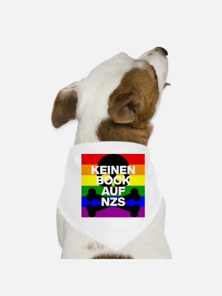 KEINEN BOCK AUF FASCHOS, NO NZS, NO AFD SCHWARZ - Hunde-Bandana - Weiß - Vorne