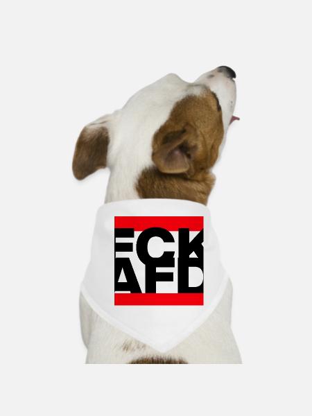 FCK AFD, NIE WIEDER IST JETZT, NO NZS, NO AFD - Dog Bandana - white - Front