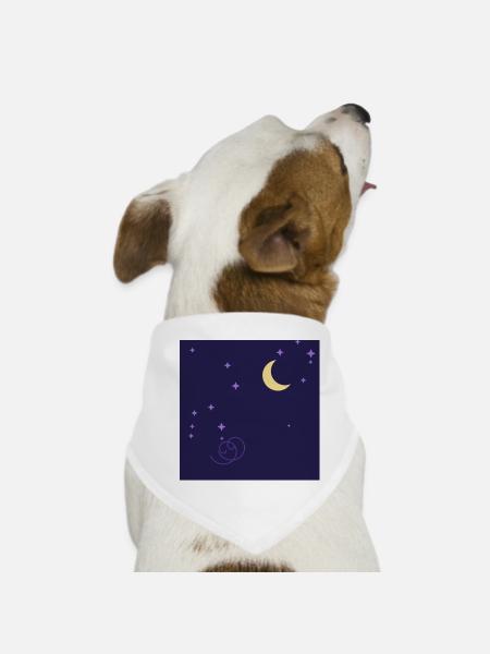 Sternennacht, Mond und violette Spirale - Hunde-Bandana - Weiß - Vorne