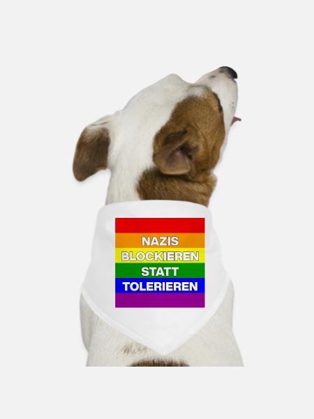 NAZIS BLOCKIEREN STATT TOLERIEREN, NO NZS, NO AFD - Hunde-Bandana - Weiß - Vorne
