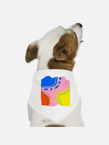 Œuvres d’art abstraites en flux de couleurs - Bandana pour chien - blanc - Devant