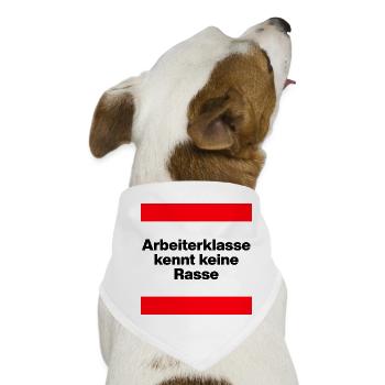 ARBEITERKLASSE KENNT KEINE RASSE, NIE WIEDER JETZT - Hunde-Bandana - Weiß - Vorne