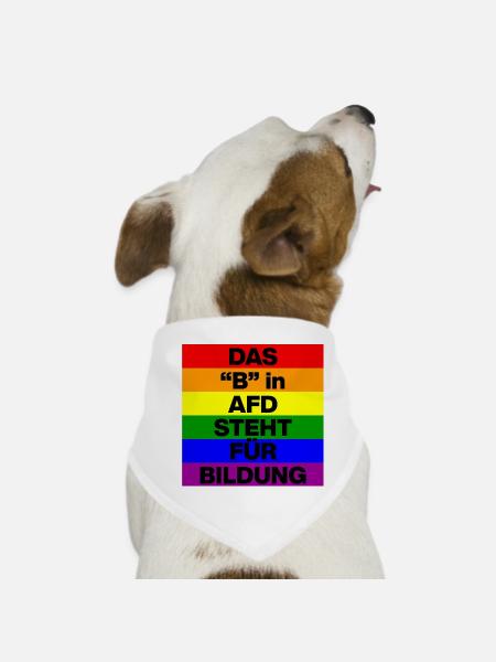 DAS B IN AFD STEHT FÜR BILDUNG, NIE WIEDER, NO AFD - Hunde-Bandana - Weiß - Vorne