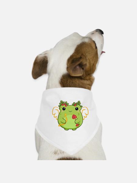 Love Frog with Heart Bow - Dog Bandana - white - Front