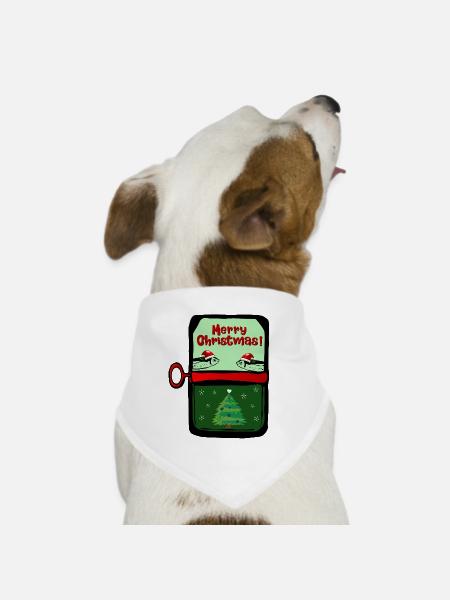 Merry Christmas Fishes - Dog Bandana - white - Front