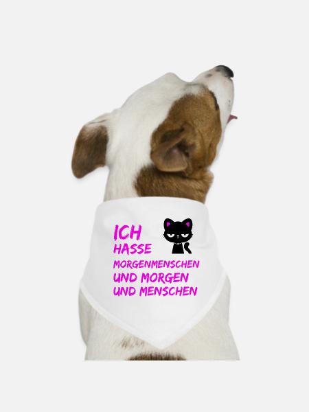 ICH HASSE MORGENMENSCHEN UND MORGEN UND MENSCHEN - Hunde-Bandana - Weiß - Vorne