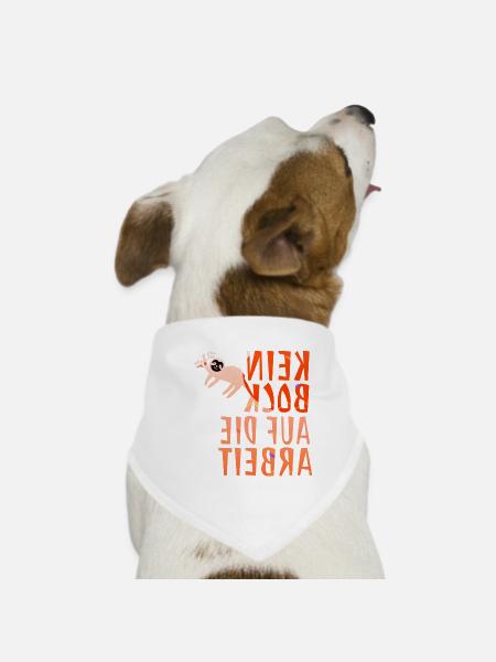 Funny mirror writing "Kein Bock auf die Arbeit" - Dog Bandana - white - Front