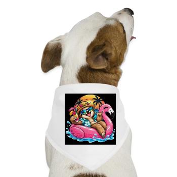 Träulheitsurlauber auf Flamingo - Hunde-Bandana - Weiß - Vorne