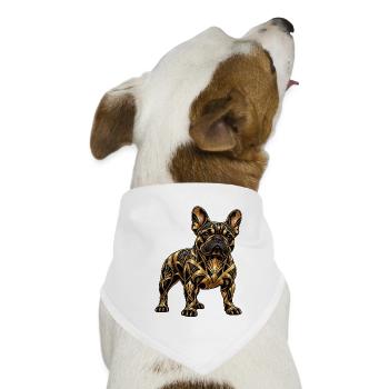 Französische Bulldogge – Goldener Art Deco Hund - Hunde-Bandana - Weiß - Vorne