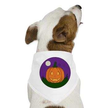 Grinsender Kürbis bei Vollmond - Hunde-Bandana - Weiß - Vorne