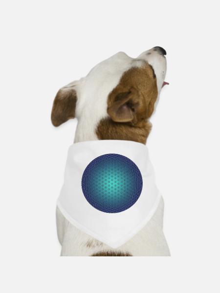 Blume des Lebens - 3D blau - Hunde-Bandana - Weiß - Vorne