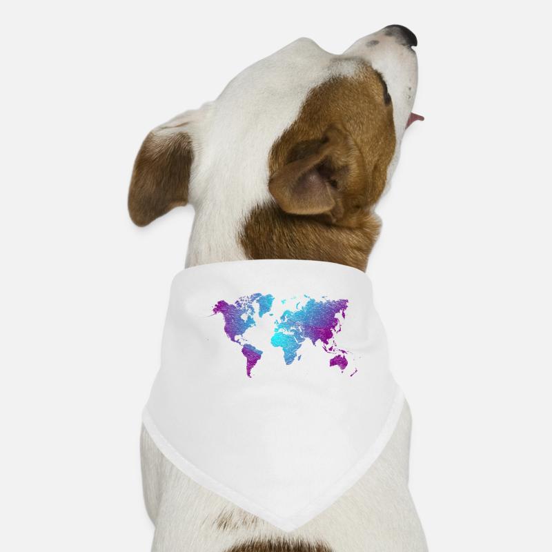 conception de carte du monde cool en bleu et violet Bandana pour chien
