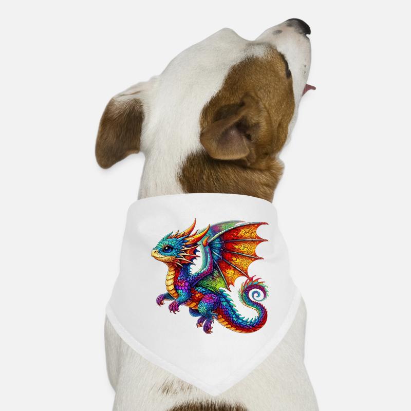 Drache - Hunde-Bandana - Weiß