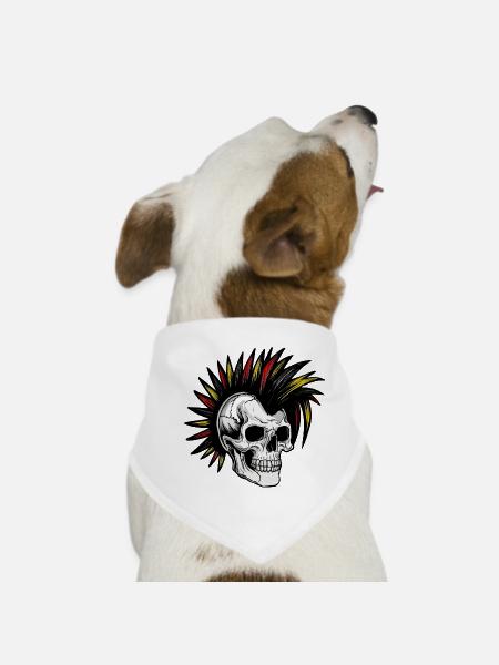 Irokese Deutschland Punker Fussballfan Skull - Hunde-Bandana - Weiß