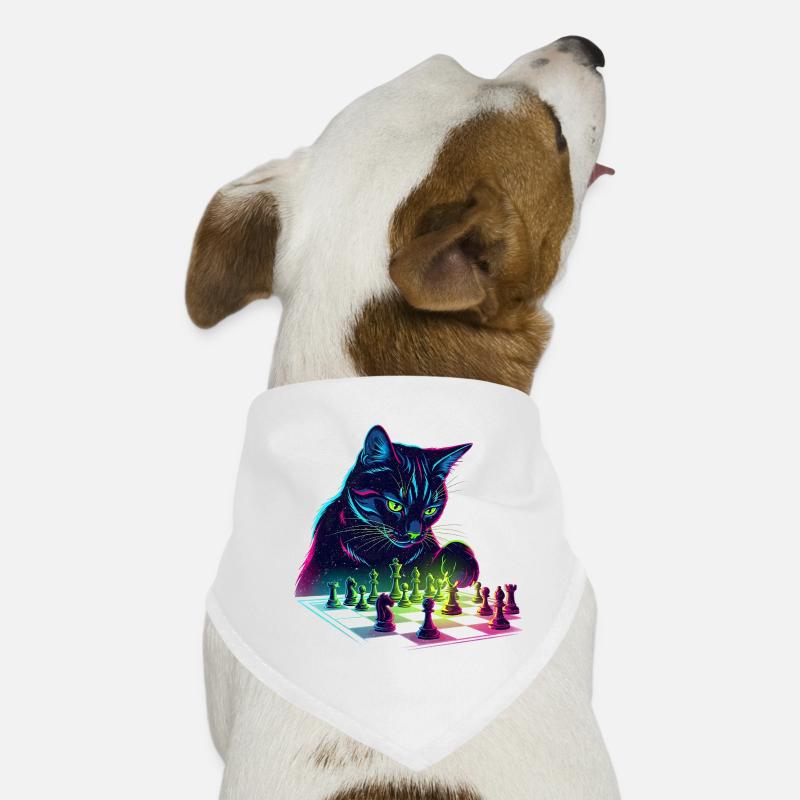 Neon Schwarzer Katzen-Schach-Design Hunde-Bandana