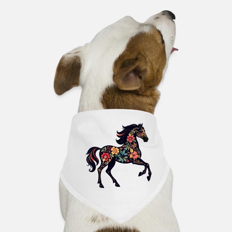 Blumenpferd Blumen Ornamente Pferd Silhouette Hunde-Bandana