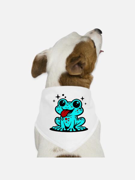 Toad Comic Frog - Dog Bandana - white - Front