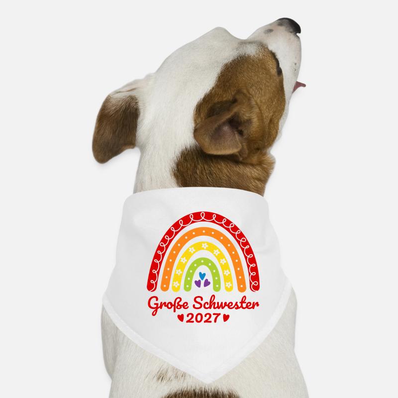 Große Schwester 2027 Boho Regenbogen bunt Hunde-Bandana