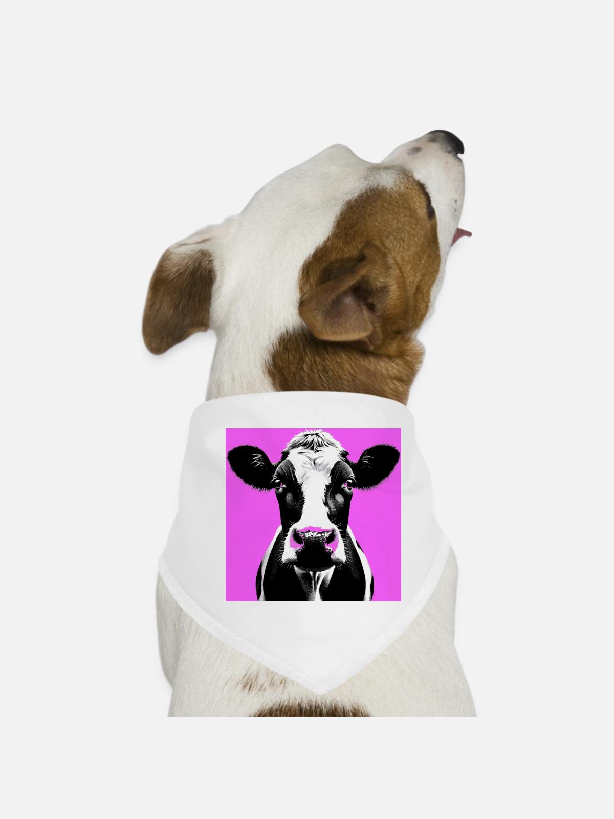 Kuh - Hunde-Bandana - Weiß - Vorne