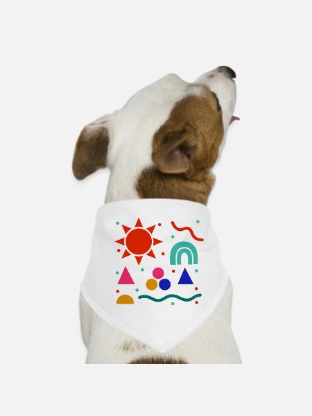 Lebendige Geometrie Sonnenfarben Muster - Hunde-Bandana - Weiß - Vorne