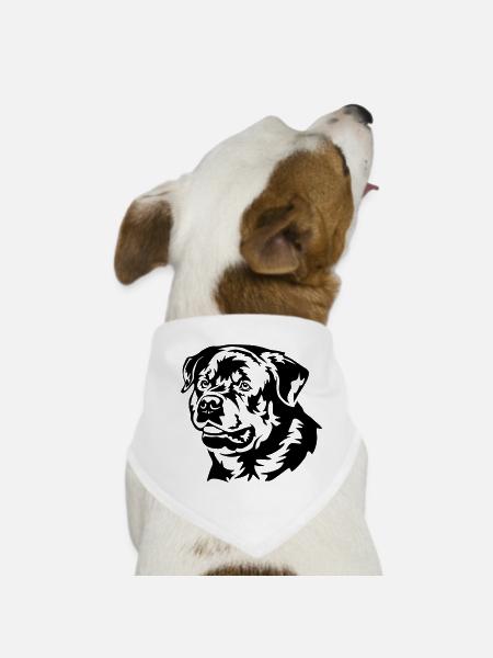 Tête de Rottweiler - Bandana pour chien - blanc - Devant