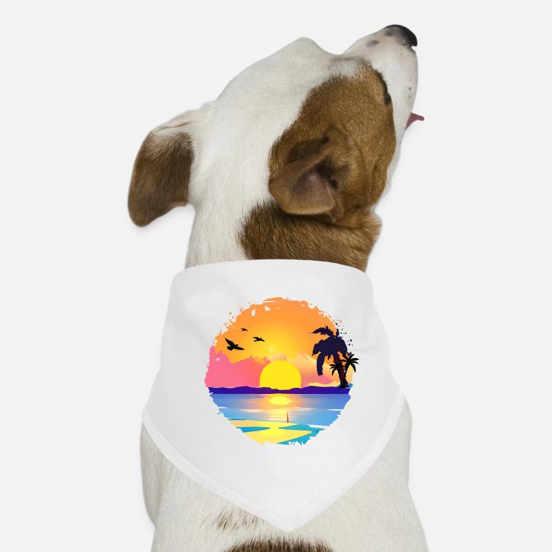 Aquarelle de plage de coucher de soleil d’été Bandana pour chien