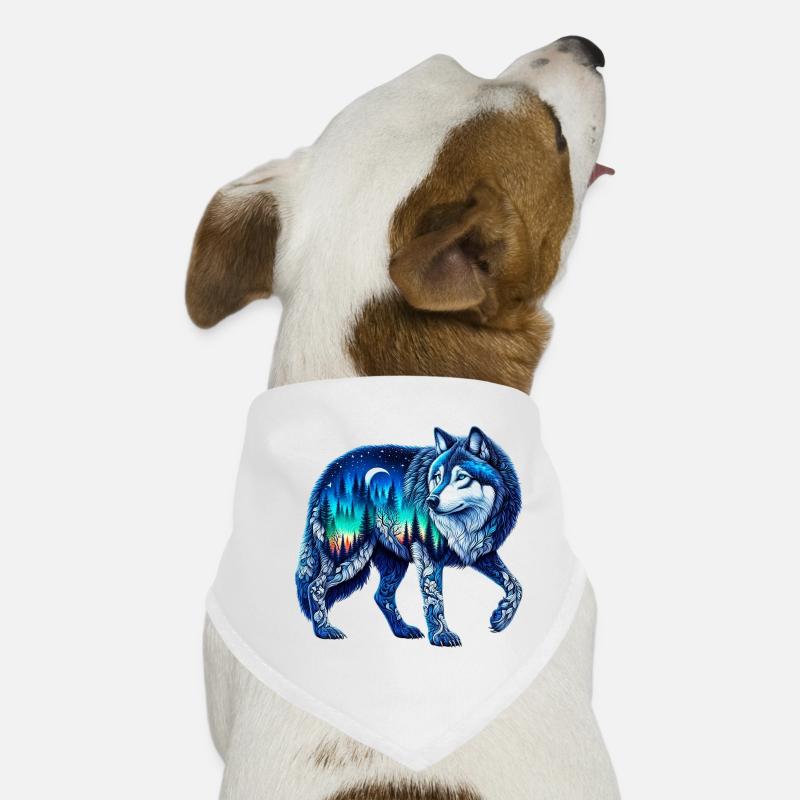 Wolf - Hunde-Bandana - Weiß