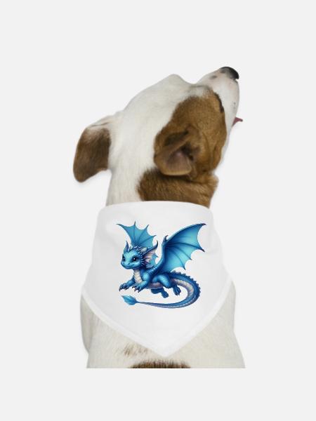 Drache - Hunde-Bandana - Weiß - Vorne