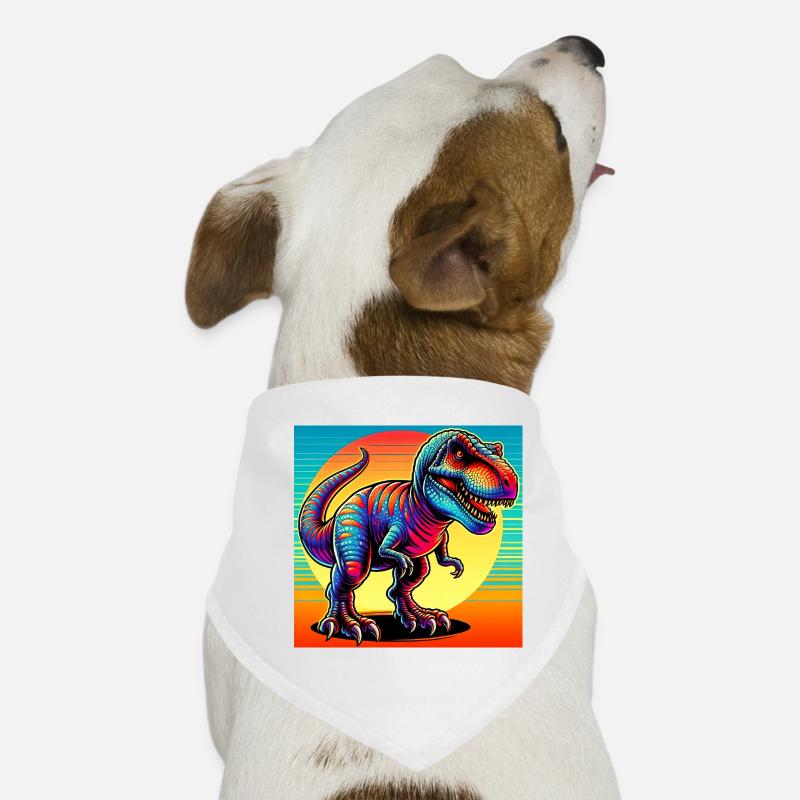 Dinosaurier - Hunde-Bandana - Weiß