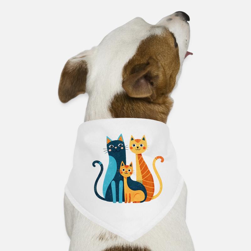 Bright Cat Trio: Modern Whimsy Dog Bandana