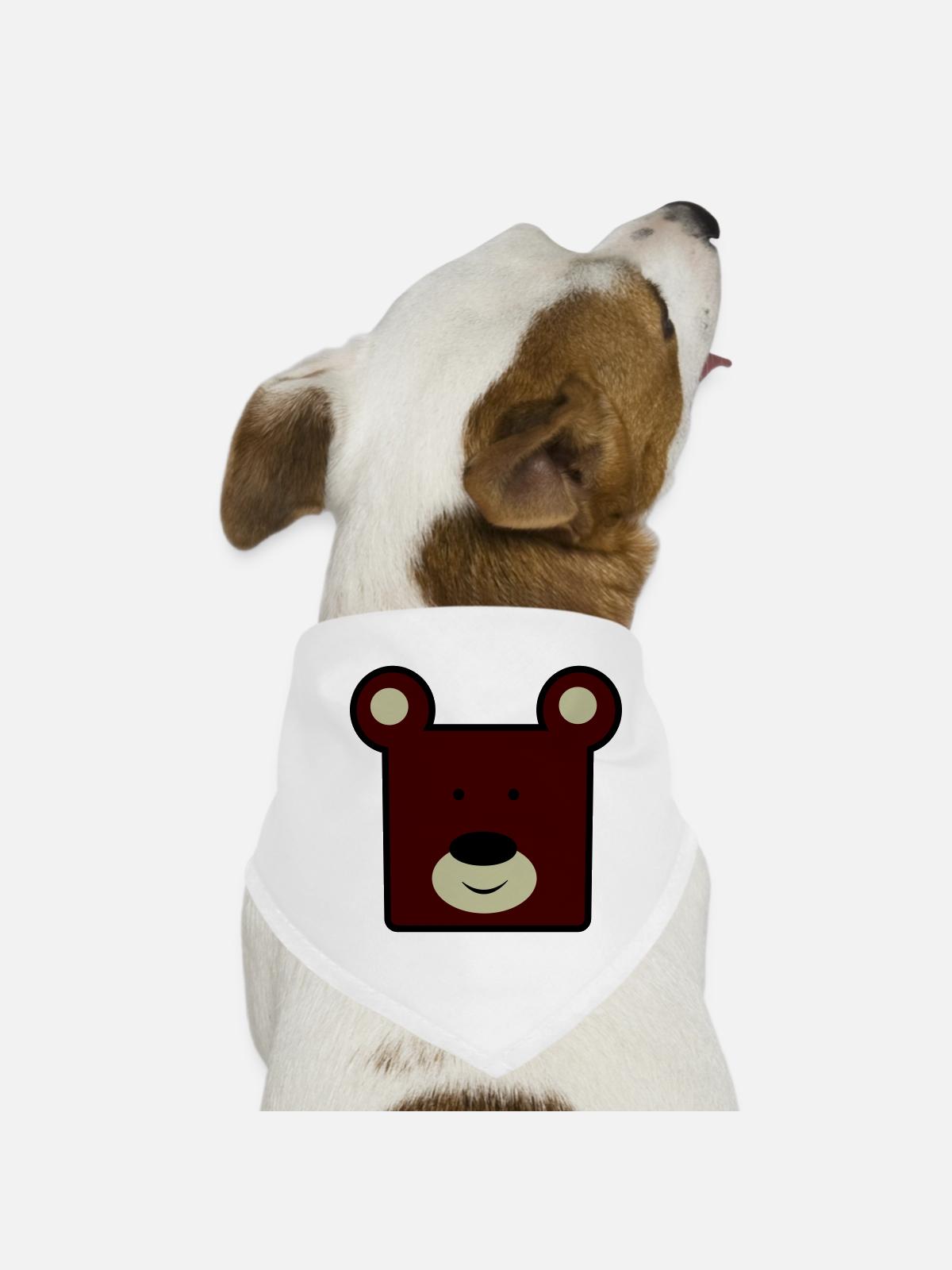Reddish Brown Bear Head Minimal - Dog Bandana - white - Front
