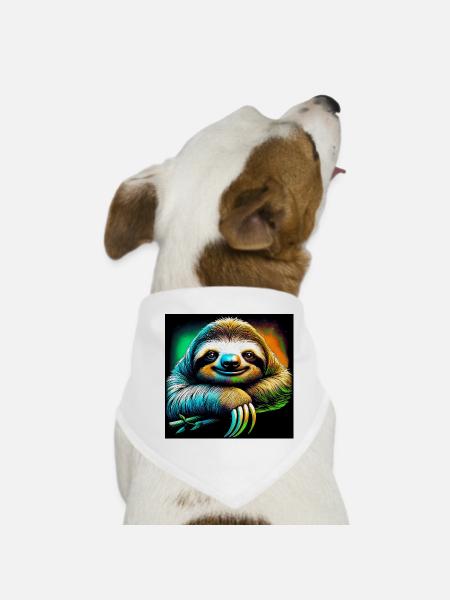 sloth - Dog Bandana - white - Front