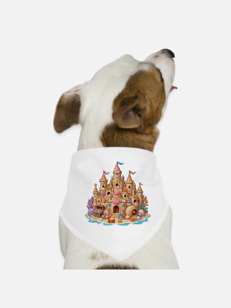 Coquillages de château de sable côtiers - Bandana pour chien - blanc - Devant