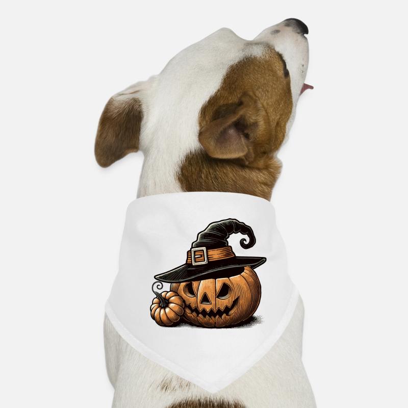 Citrouille d’Halloween avec chapeau de sorcière : l’horreur parfaite Bandana pour chien