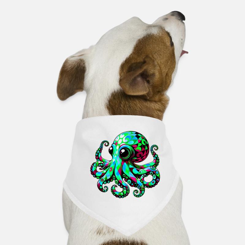 Krake - Hunde-Bandana - Weiß