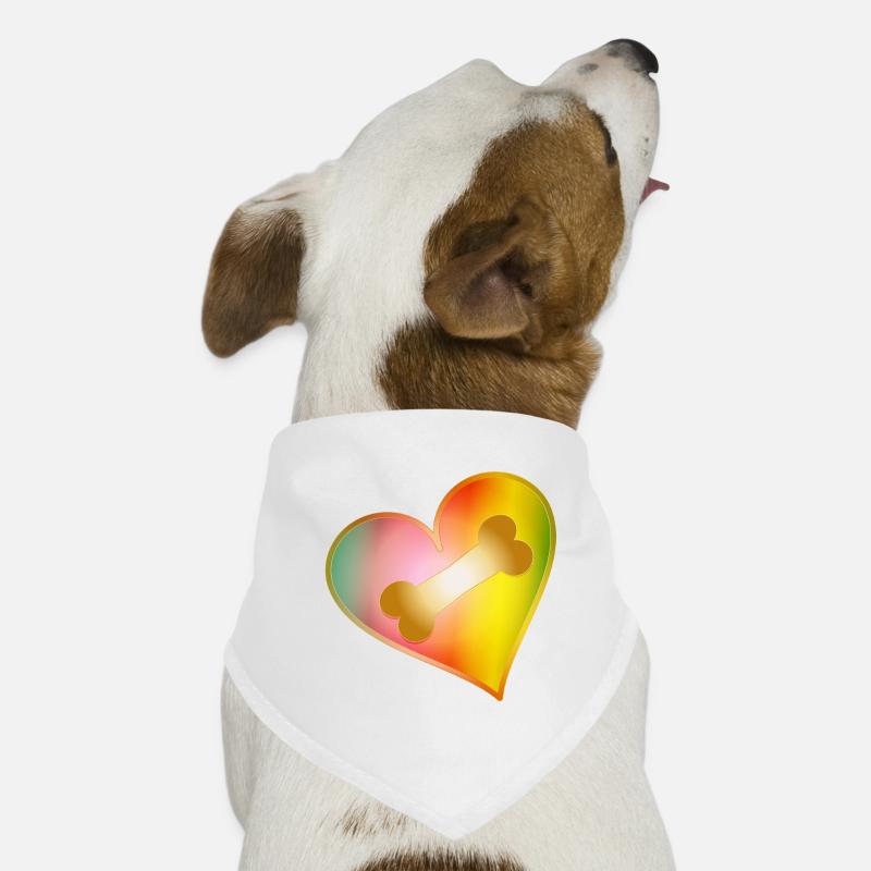 Regenbogen Herz mit Hundeknochen Hunde-Bandana