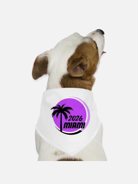 Miami  Palmen Neon Logo - Hunde-Bandana - Weiß - Vorne