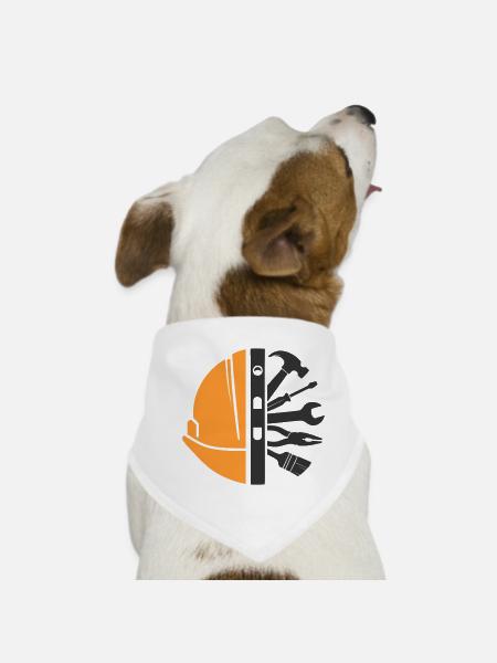 Bauhelm & Werkzeug – Handwerker Logo - Hunde-Bandana - Weiß - Vorne