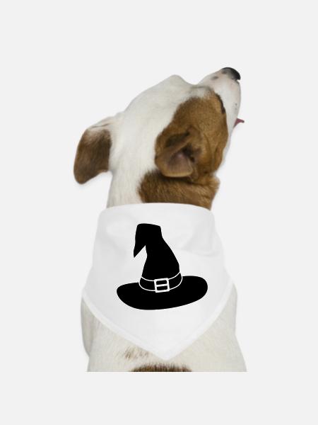 Hexenhut / schwarz-weiß / einfärbbar - Hunde-Bandana - Weiß - Vorne
