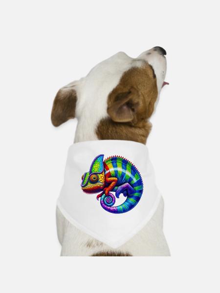 Chameleon - Dog Bandana - white - Front